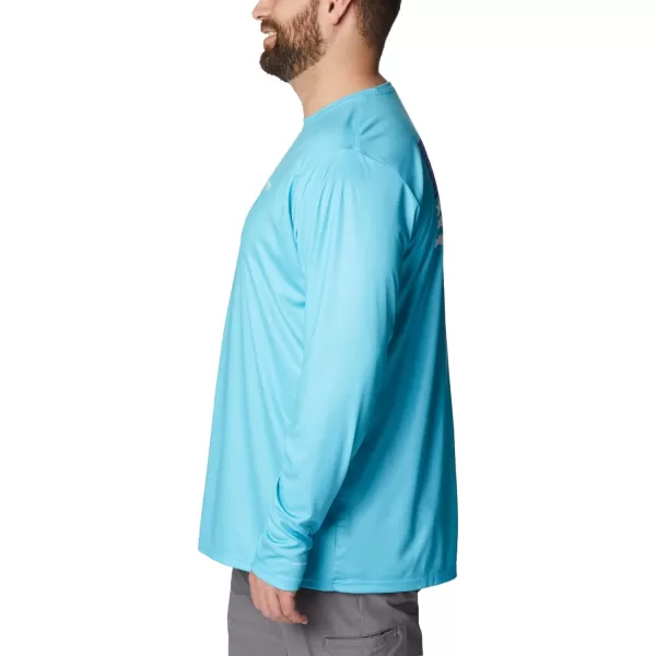 imageColumbia Mens PFG Terminal Tackle Fish Flag Long Sleeve Fishing ShirtAtollBlue Macaw