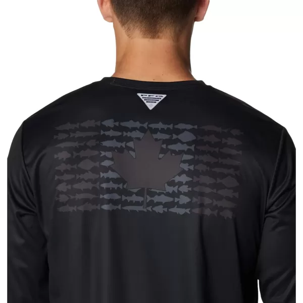 imageColumbia Mens PFG Terminal Tackle Fish Flag Long Sleeve Fishing ShirtBlack Graphite Can Fish