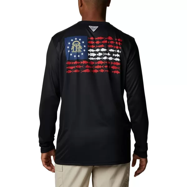 imageColumbia Mens PFG Terminal Tackle Fish Flag Long Sleeve Fishing ShirtBlackGa Fish