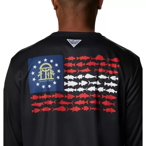 imageColumbia Mens PFG Terminal Tackle Fish Flag Long Sleeve Fishing ShirtBlackGa Fish