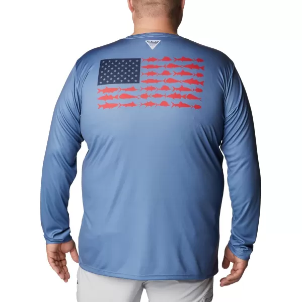 imageColumbia Mens PFG Terminal Tackle Fish Flag Long Sleeve Fishing ShirtBluestoneCollegiate Navy