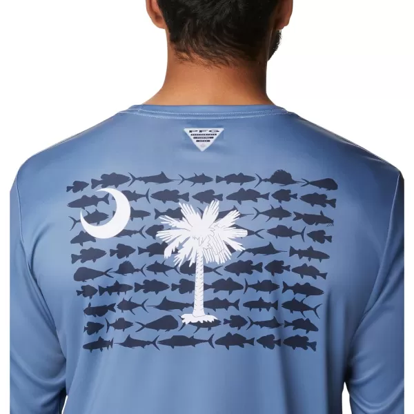 imageColumbia Mens PFG Terminal Tackle Fish Flag Long Sleeve Fishing ShirtBluestoneSc Fish