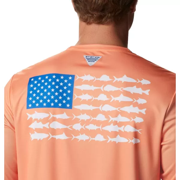imageColumbia Mens PFG Terminal Tackle Fish Flag Long Sleeve Fishing ShirtBright NectarVivid Blue