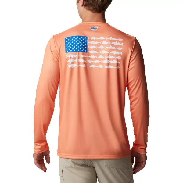 imageColumbia Mens PFG Terminal Tackle Fish Flag Long Sleeve Fishing ShirtBright NectarVivid Blue