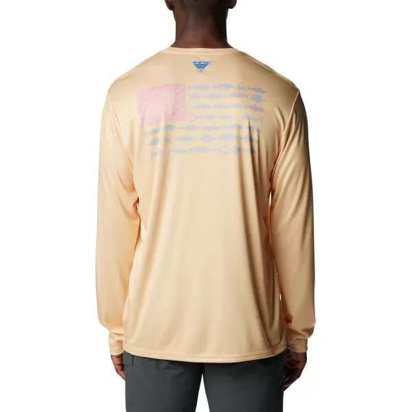 imageColumbia Mens PFG Terminal Tackle Fish Flag Long Sleeve Fishing ShirtCocoa Butter Sorbet Mid Atlantic Fish