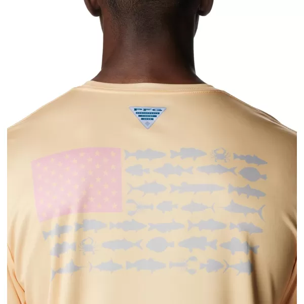 imageColumbia Mens PFG Terminal Tackle Fish Flag Long Sleeve Fishing ShirtCocoa Butter Sorbet Mid Atlantic Fish