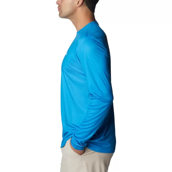 imageColumbia Mens PFG Terminal Tackle Fish Flag Long Sleeve Fishing ShirtCompass BlueWhite Offshore Fish