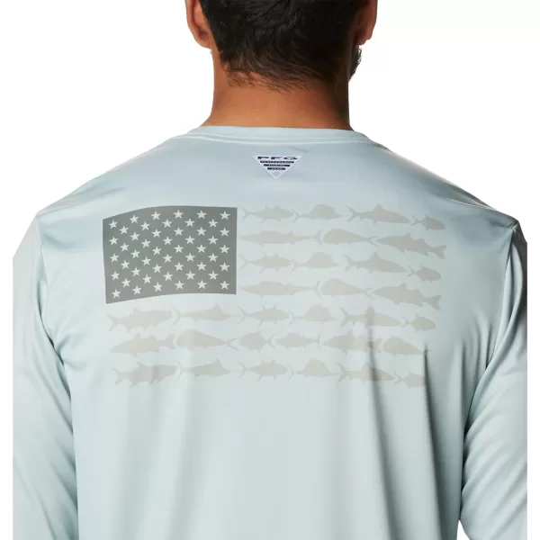 imageColumbia Mens PFG Terminal Tackle Fish Flag Long Sleeve Fishing ShirtCool GreenCypress