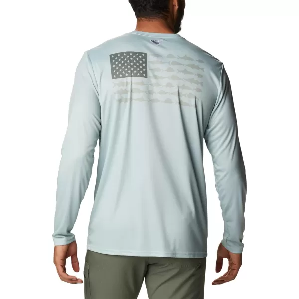 imageColumbia Mens PFG Terminal Tackle Fish Flag Long Sleeve Fishing ShirtCool GreenCypress