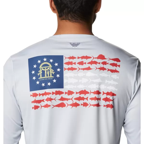 imageColumbia Mens PFG Terminal Tackle Fish Flag Long Sleeve Fishing ShirtCool GreyGa Fish