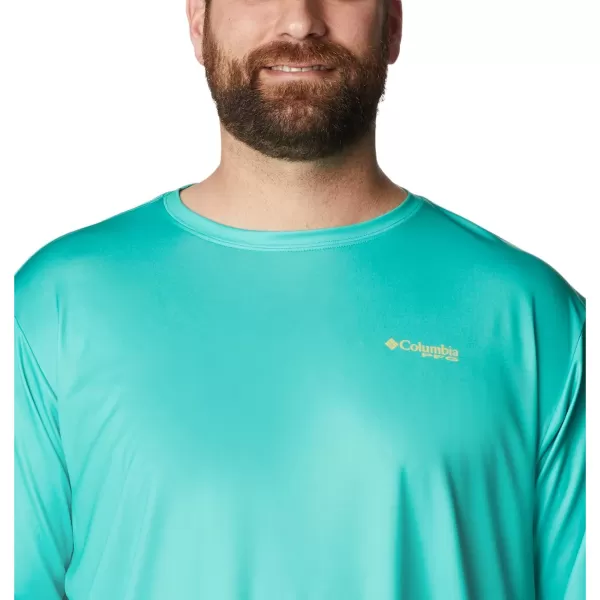 imageColumbia Mens PFG Terminal Tackle Fish Flag Long Sleeve Fishing ShirtElectric TurquoiseSun Glow