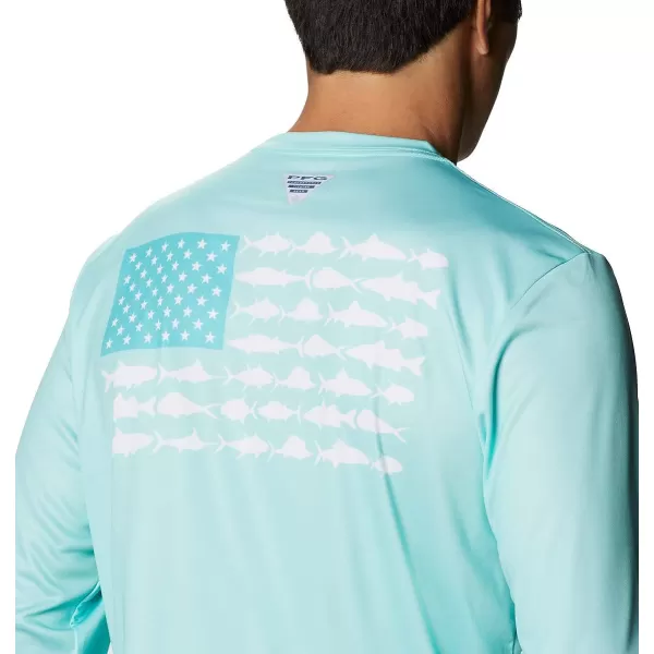 imageColumbia Mens PFG Terminal Tackle Fish Flag Long Sleeve Fishing ShirtGulf StreamDolphin