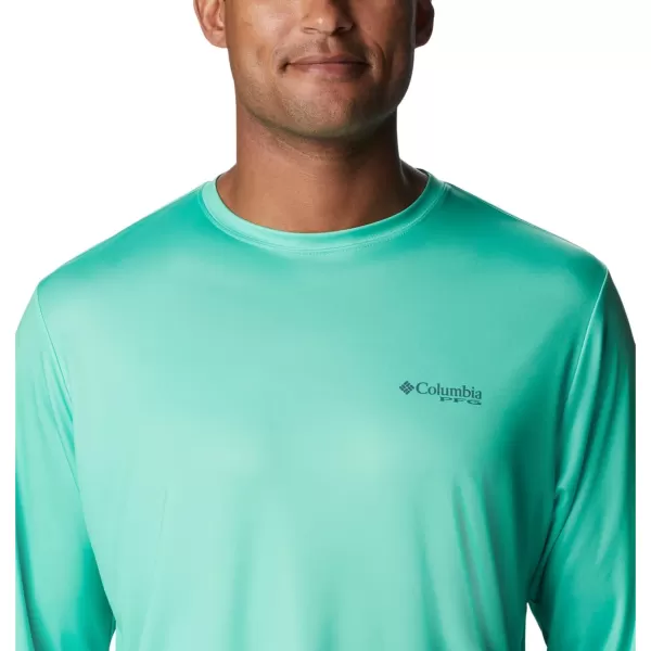 imageColumbia Mens PFG Terminal Tackle Fish Flag Long Sleeve Fishing ShirtLight JadeMetal Inshore Fish