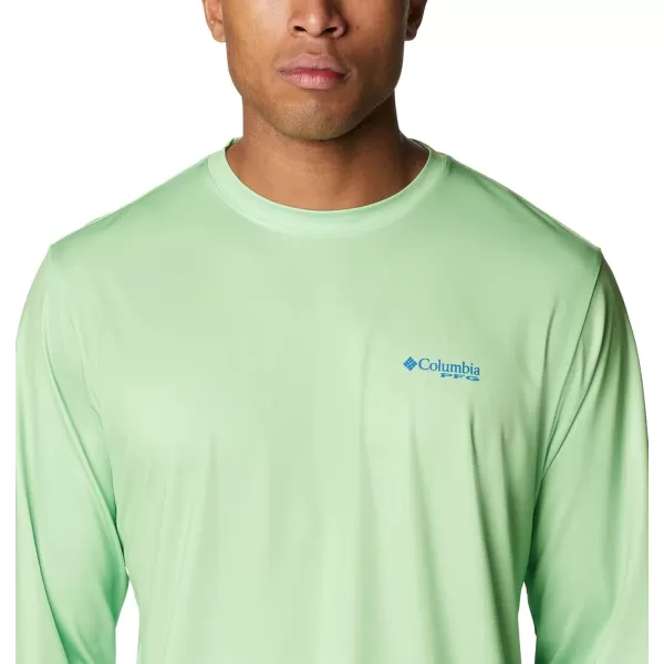 imageColumbia Mens PFG Terminal Tackle Fish Flag Long Sleeve Fishing ShirtLime GlowVivid Blue