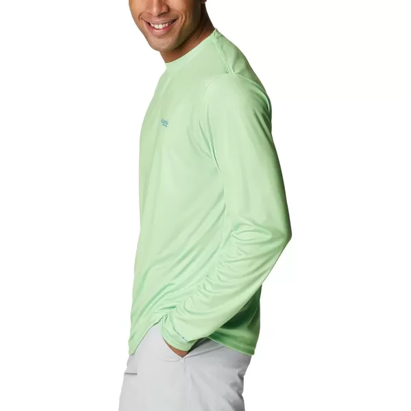 imageColumbia Mens PFG Terminal Tackle Fish Flag Long Sleeve Fishing ShirtLime GlowVivid Blue
