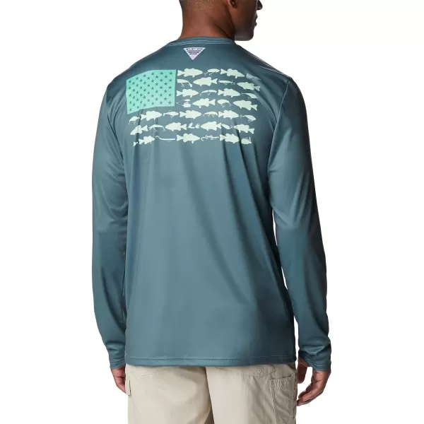 imageColumbia Mens PFG Terminal Tackle Fish Flag Long Sleeve Fishing ShirtMetalKey West Bass Lures