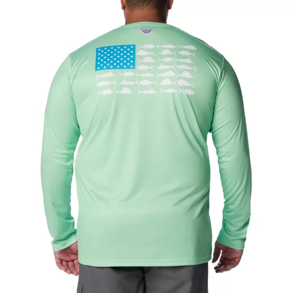 imageColumbia Mens PFG Terminal Tackle Fish Flag Long Sleeve Fishing ShirtOcean MintOcean Blue Offshore Slam