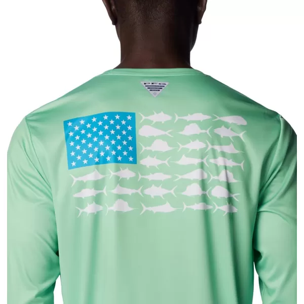 imageColumbia Mens PFG Terminal Tackle Fish Flag Long Sleeve Fishing ShirtOcean MintOcean Blue Offshore Slam
