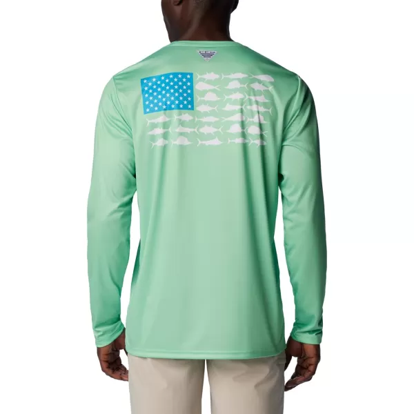 imageColumbia Mens PFG Terminal Tackle Fish Flag Long Sleeve Fishing ShirtOcean MintOcean Blue Offshore Slam