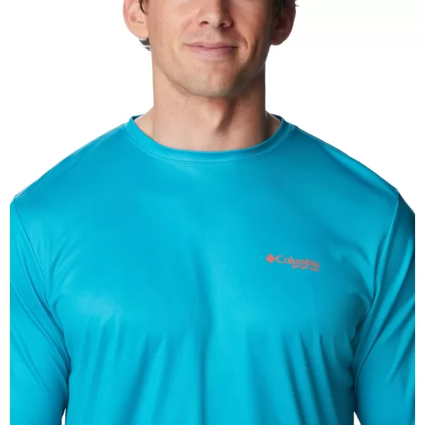 imageColumbia Mens PFG Terminal Tackle Fish Flag Long Sleeve Fishing ShirtOcean TealCorange Inshore Slam
