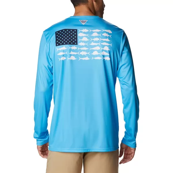 imageColumbia Mens PFG Terminal Tackle Fish Flag Long Sleeve Fishing ShirtRiptideCollegiate Navy Offshore Slam