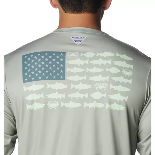 imageColumbia Mens PFG Terminal Tackle Fish Flag Long Sleeve Fishing ShirtSafariMetal Alaska Fish