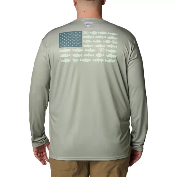 imageColumbia Mens PFG Terminal Tackle Fish Flag Long Sleeve Fishing ShirtSafariMetal Alaska Fish