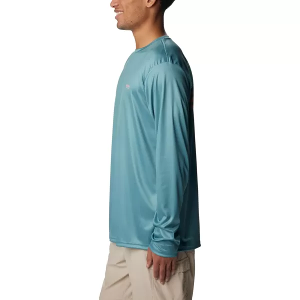 imageColumbia Mens PFG Terminal Tackle Fish Flag Long Sleeve Fishing ShirtTranquil Teal Mint Cay Trout Flies