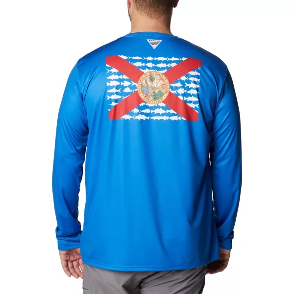 imageColumbia Mens PFG Terminal Tackle Fish Flag Long Sleeve Fishing ShirtVivid BlueFl Fish