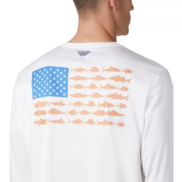 imageColumbia Mens PFG Terminal Tackle Fish Flag Long Sleeve Fishing ShirtWhiteBright Nectar