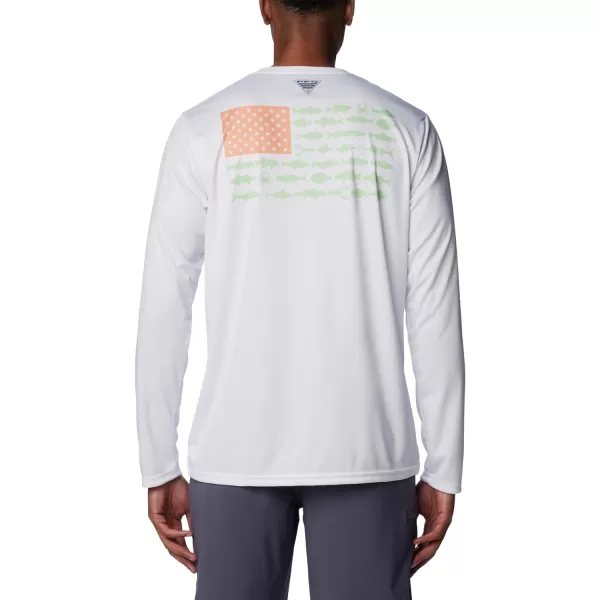 imageColumbia Mens PFG Terminal Tackle Fish Flag Long Sleeve Fishing ShirtWhiteBright Nectar Mid Atlantic