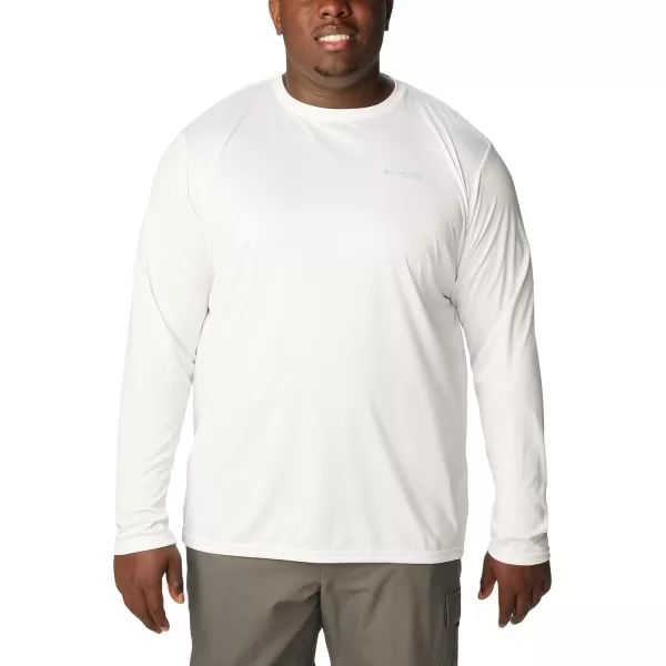 imageColumbia Mens PFG Terminal Tackle Fish Flag Long Sleeve Fishing ShirtWhiteSpring Blue Mid Atlantic