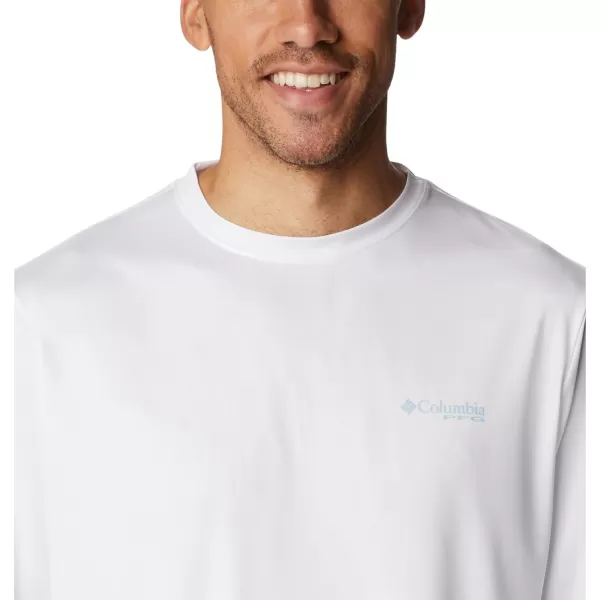 imageColumbia Mens PFG Terminal Tackle Fish Flag Long Sleeve Fishing ShirtWhiteSpring Blue Mid Atlantic