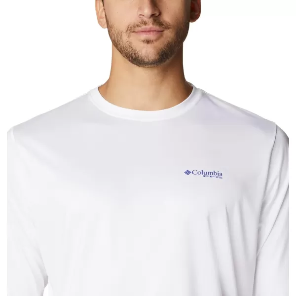 imageColumbia Mens PFG Terminal Tackle Fish Flag Long Sleeve Fishing ShirtWhiteTanzanite
