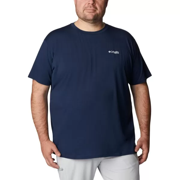 imageColumbia Mens PFG Triangle Fill Tech Tee Short SleeveCollegiate NavyRed Spark Kona