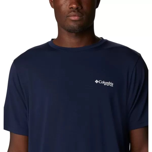 imageColumbia Mens PFG Triangle Fill Tech Tee Short SleeveCollegiate NavyRed Spark Kona