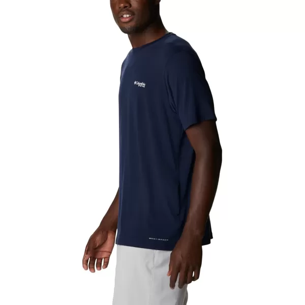 imageColumbia Mens PFG Triangle Fill Tech Tee Short SleeveCollegiate NavyRed Spark Kona