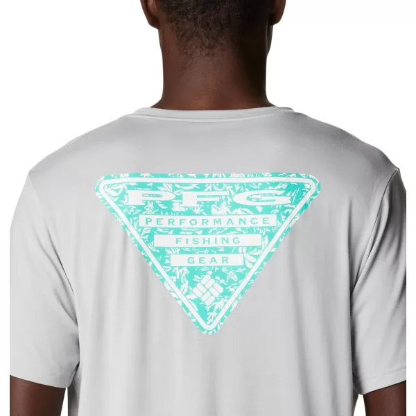 imageColumbia Mens PFG Triangle Fill Tech Tee Short SleeveCool GreyElectric Turquoise Kona