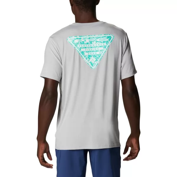 imageColumbia Mens PFG Triangle Fill Tech Tee Short SleeveCool GreyElectric Turquoise Kona