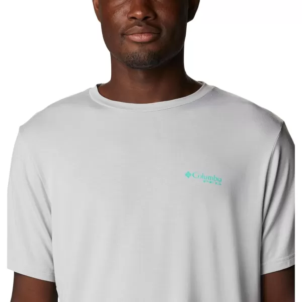 imageColumbia Mens PFG Triangle Fill Tech Tee Short SleeveCool GreyElectric Turquoise Kona