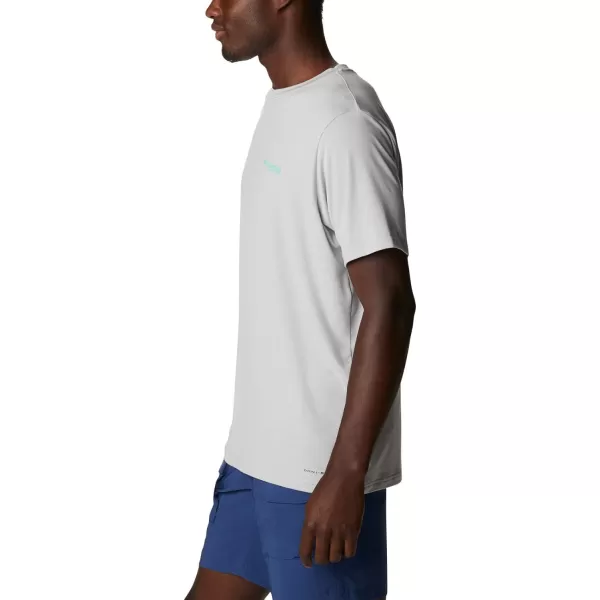 imageColumbia Mens PFG Triangle Fill Tech Tee Short SleeveCool GreyElectric Turquoise Kona