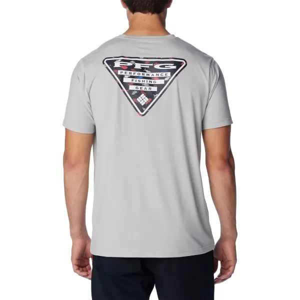 imageColumbia Mens PFG Triangle Fill Tech Tee Short SleeveCool GreyStars N Stripes Graphic