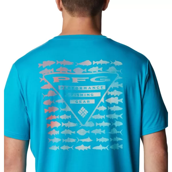imageColumbia Mens PFG Triangle Fill Tech Tee Short SleeveOcean TealPfg Elements Graphic