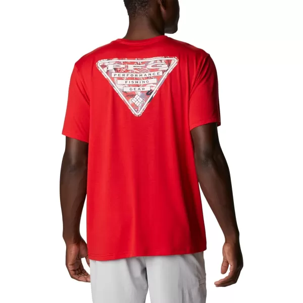 imageColumbia Mens PFG Triangle Fill Tech Tee Short SleeveRed SparkWhite Fireworks