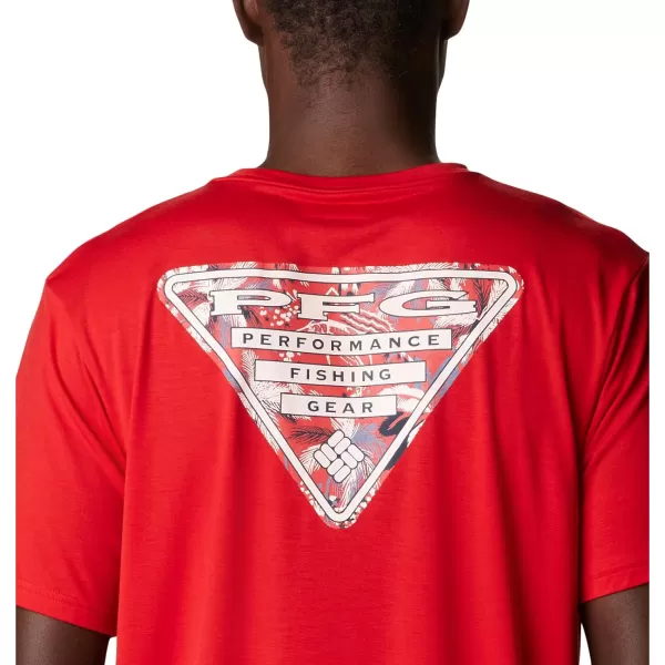 imageColumbia Mens PFG Triangle Fill Tech Tee Short SleeveRed SparkWhite Fireworks