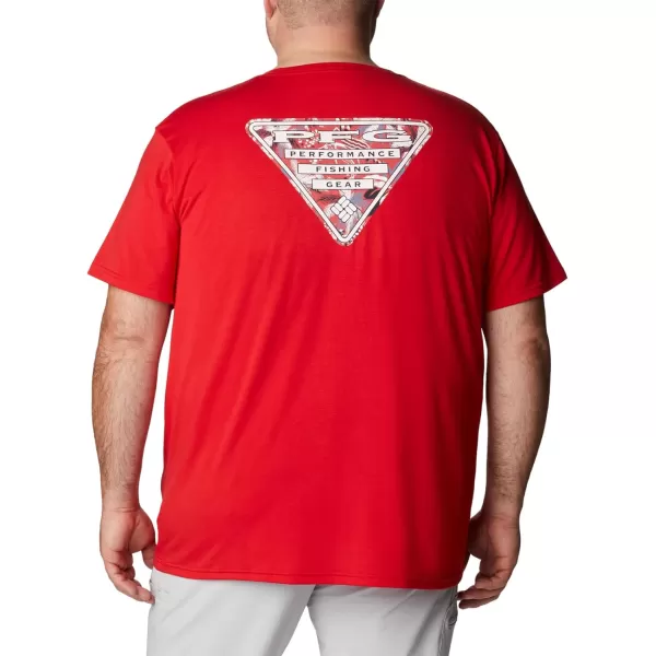 imageColumbia Mens PFG Triangle Fill Tech Tee Short SleeveRed SparkWhite Fireworks