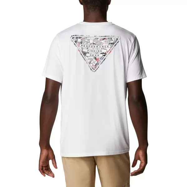 imageColumbia Mens PFG Triangle Fill Tech Tee Short SleeveWhiteCollegiate Navy Fireworks