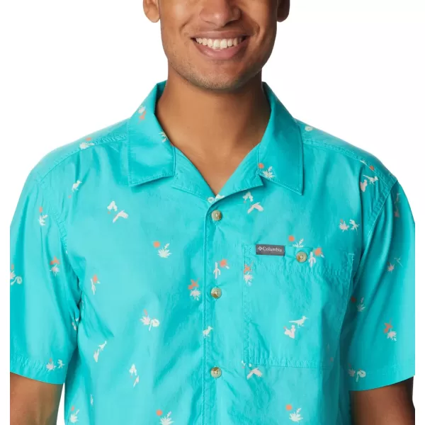 imageColumbia Mens Pine Canyon Short SleeveBright Aqua Baja Bonanza