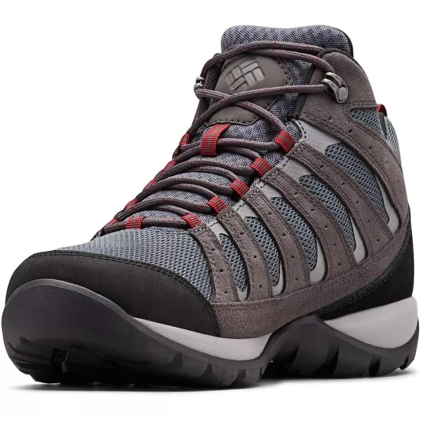 imageColumbia Mens Redmond V2 Mid Waterproof Hiking ShoeGraphiteRed Jasper