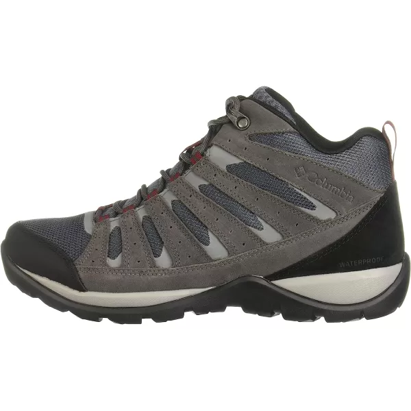 imageColumbia Mens Redmond V2 Mid Waterproof Hiking ShoeGraphiteRed Jasper